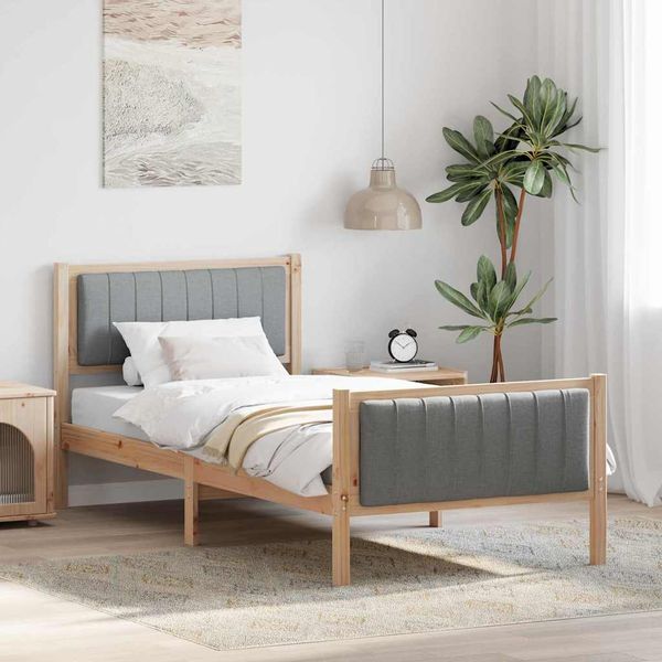 vidaXL Rám postele Hnedá a svetlo šedá 90 x 200 cm Borovicový masív
