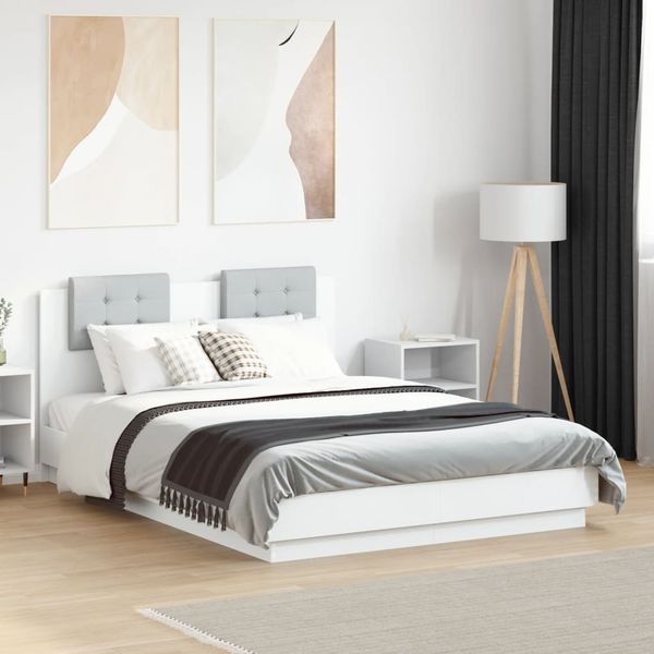 vidaXL Posteľný rám s čelom biely 120x190 cm kompozitné drevo