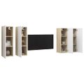 vidaXL TV skrinky 4 ks biela a dub sonoma 30,5x30x90cm drevotrieska