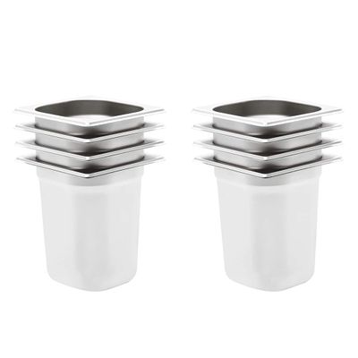 vidaXL Gastronádoby 8 ks, GN 1/6, 200 mm, nehrdzavejúca oceľ