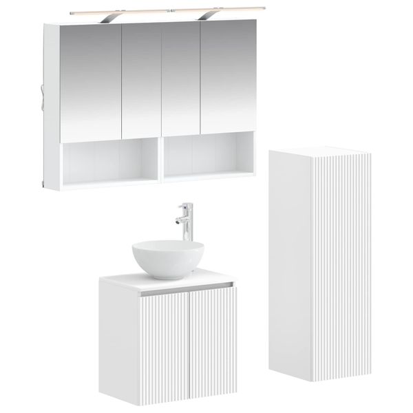 vidaXL Sada kúpeľňového nábytku 4 pcs Biela Kompozitné drevo a sklo