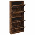 vidaXL Botník so zrkadlom 4-poschodový dymový dub 63x17x134 cm