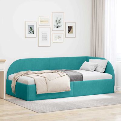 vidaXL Rohový rám postele Tyrkysová 80 cm x 200 cm Zamat