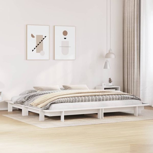 vidaXL Posteľ bez matraca biela 200x200 cm masívna borovica