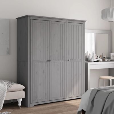 vidaXL Šatník BODO sivý 146x53,5x173 cm masívna borovica