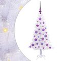vidaXL Umelý vianočný stromček s 150 LED-i Biela 120 cm PVC a oceľ