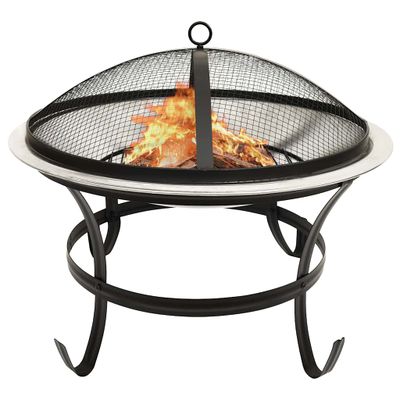 vidaXL 2 v 1 ohnisko s grilom a kutáčom 56x56x49 cm nehrdzavejúca oceľ