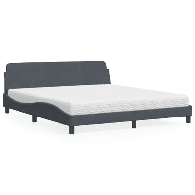 vidaXL Posteľ s matracom Dover tmavosivý 180x200 cm zamat