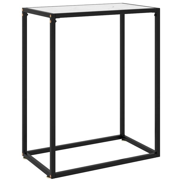 vidaXL Konzolový stolík biely 60x35x75 cm tvrdené sklo