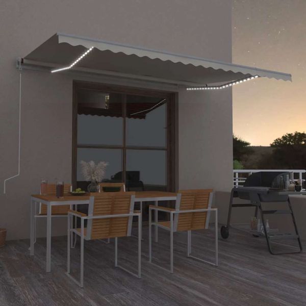 vidaXL Automatická markíza, LED a senzor vetra 500x350 cm, krémová