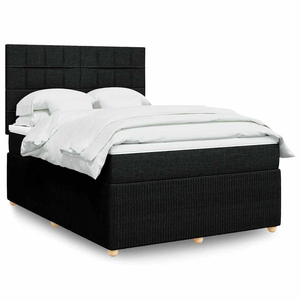 vidaXL Boxspring posteľ s matracom čierny 140x190 cm látka