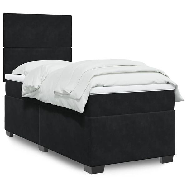 vidaXL Posteľný rám boxspring s matracom čierny 90x190 cm zamat