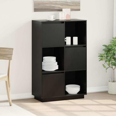 vidaXL Vysoká skrinka čierna 74x35x117 cm masívna borovica
