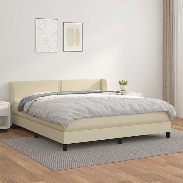 vidaXL Boxspring posteľ s matracom krémová 180x200 cm umelá koža