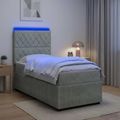 vidaXL LED boxspring posteľ s matracom Svetlosivá 100 x 200 cm Zamat