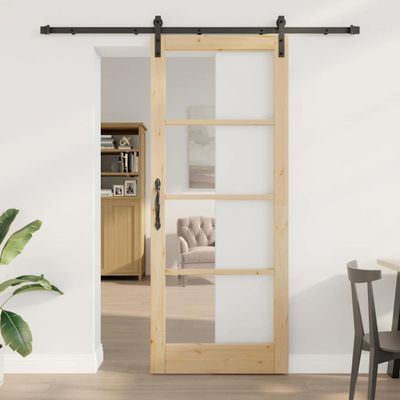 vidaXL Posuvné dvere ORKDAL Prírodná a čierna 86 x 211 cm