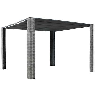 vidaXL Polyratanový altánok so strechou 300x300x220 cm sivo-antracitový