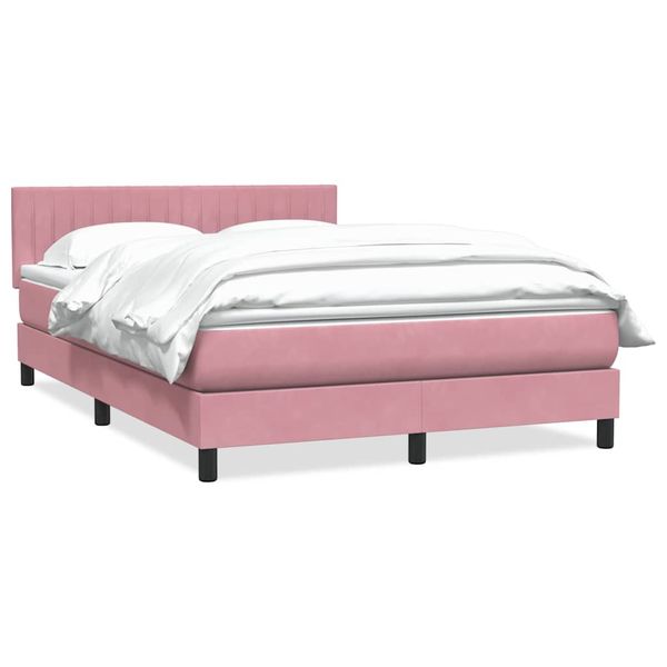 vidaXL Posteľný rám boxsping s matracom ružový 160x220 cm zamat