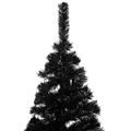 vidaXL Osvetlený umelý vianočný stromček s guľami, čierny 240 cm, PVC