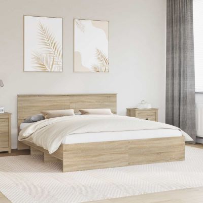 vidaXL Rám postele Sonoma dub 200 x 200 cm Kompozitné drevo