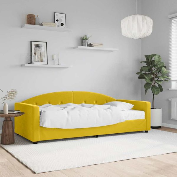 vidaXL Denná posteľ s matracom žltá 90x200 cm zamat
