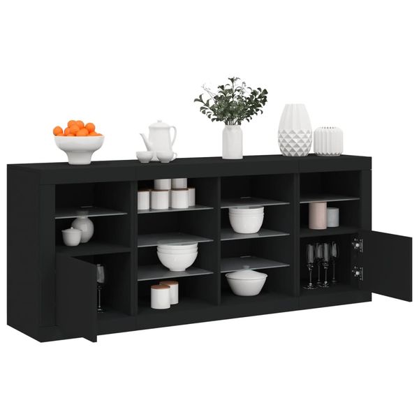 vidaXL Komoda s LED svetlami čierna 163x37x67 cm