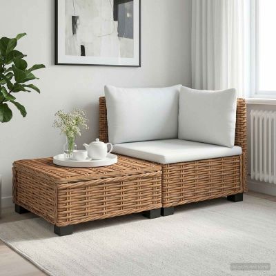 vidaXL 2 ks Ratanový lounge set s vankúšmi GENDT Prírodný ratan