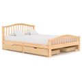 vidaXL Posteľný rám, 4 zásuvky, borovicový masív 140x200 cm