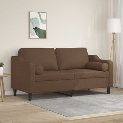 vidaXL 2-miestna pohovka s vankúšmi hnedá 140 cm látka