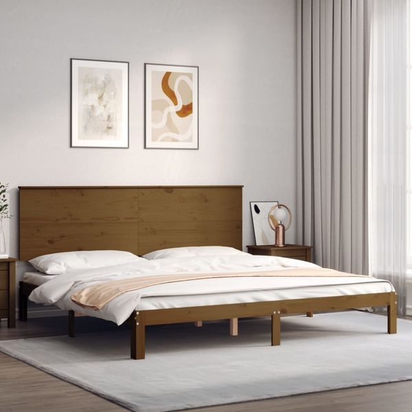 vidaXL Posteľný rám s čelom medovo-hnedý 200x200 cm masívne drevo