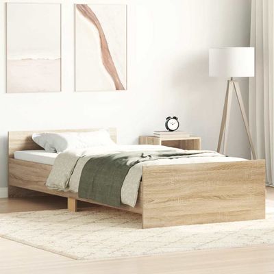 vidaXL Posteľný rám bez matraca dub sonoma 100x200 cm kompozitné drevo