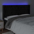 vidaXL Čelo postele s LED čierne 203x16x118/128 cm zamat