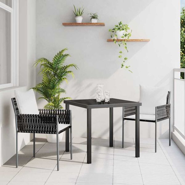 vidaXL Záhradný jedálenský set 3 pcs Hnedá a čierna PE ratan