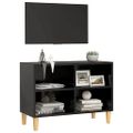 vidaXL TV stolík nohy z masívneho dreva čierny 69,5x30x50 cm
