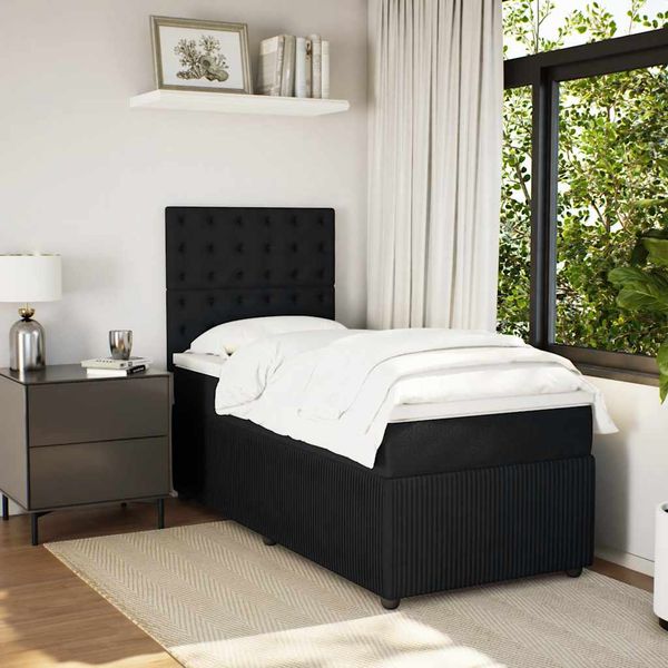 vidaXL Posteľný rám boxspring s matracom čierny 80x200 cm zamat