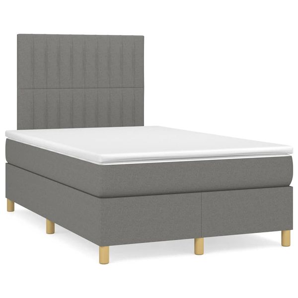 vidaXL Boxspring posteľ s matracom a LED, tmavosivá 120x190 cm, látka