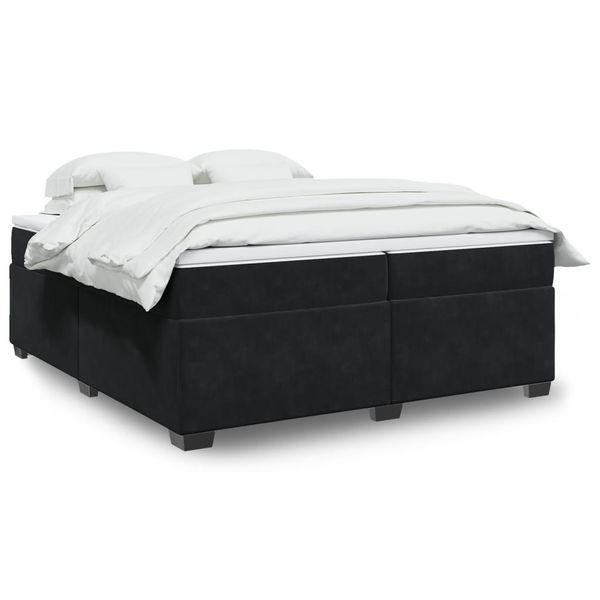 vidaXL Posteľný rám boxspring s matracom čierny 200x200 cm zamat