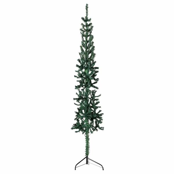 vidaXL Úzky umelý vianočný polovičný stromček a podstavec zelený 240cm