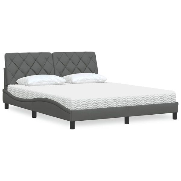 vidaXL Posteľ s matracom tmavosivá 160x200 cm látka