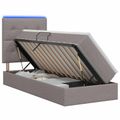 vidaXL LED úložná posteľ s matracom Sivohnedá 90 x 190 cm Látka