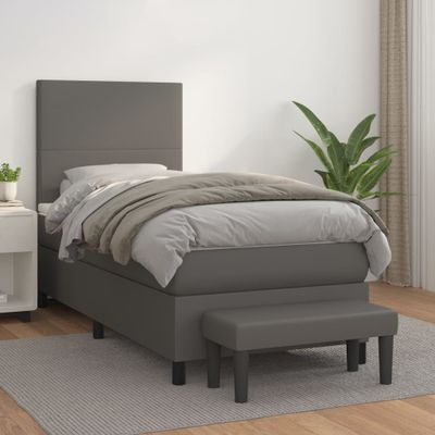 vidaXL Boxspring posteľ s matracom sivá 80x200 cm umelá koža