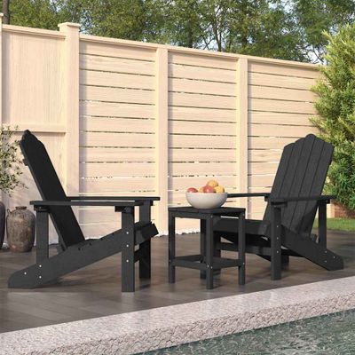 vidaXL Záhradná stolička Adirondack so stolíkom HDPE antracitová