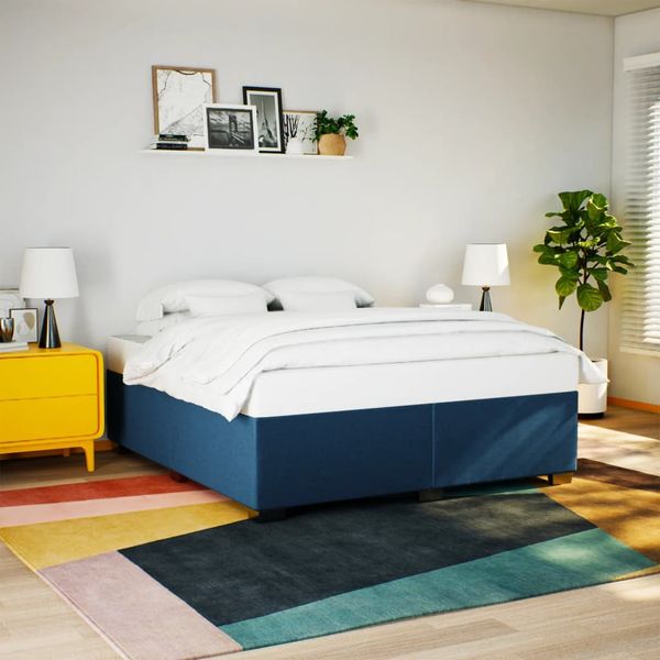 vidaXL Posteľ bez matraca modrá 200x200 cm látka