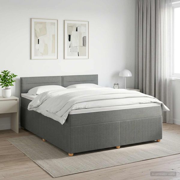 vidaXL Posteľ boxspring s matracom Tmavosivá 140 x 200 cm Látka