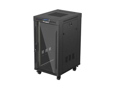 19'' Voľne stojúca racková skriňa 22U 600X800 čierne sklenené dvere lanberg (ploché balenie) V2
