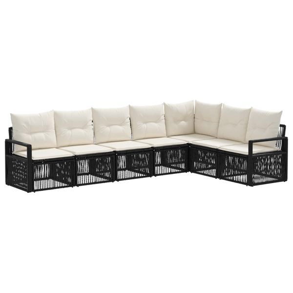 vidaXL Súprava záhradných pohoviek 7 pcs Čierna polyratan