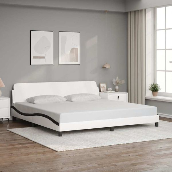 vidaXL Rám postele Dover bielo-čierny 200x200 cm umelá koža