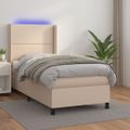 vidaXL Boxspring posteľ matrac a LED kapučínová 90x200 cm umelá koža