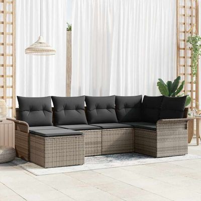 vidaXL Súprava záhradných pohoviek s úložiskom 6 pcs Sivá polyratan