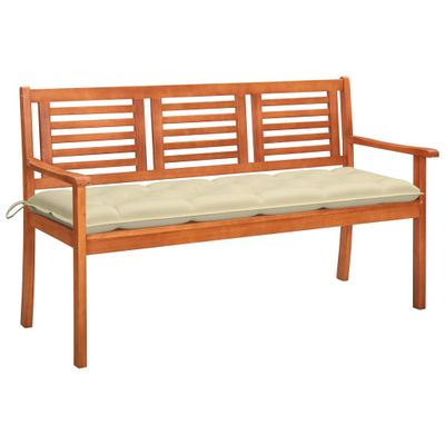vidaXL 3-miestna záhradná lavica s vankúšom 150 cm eukalyptový masív